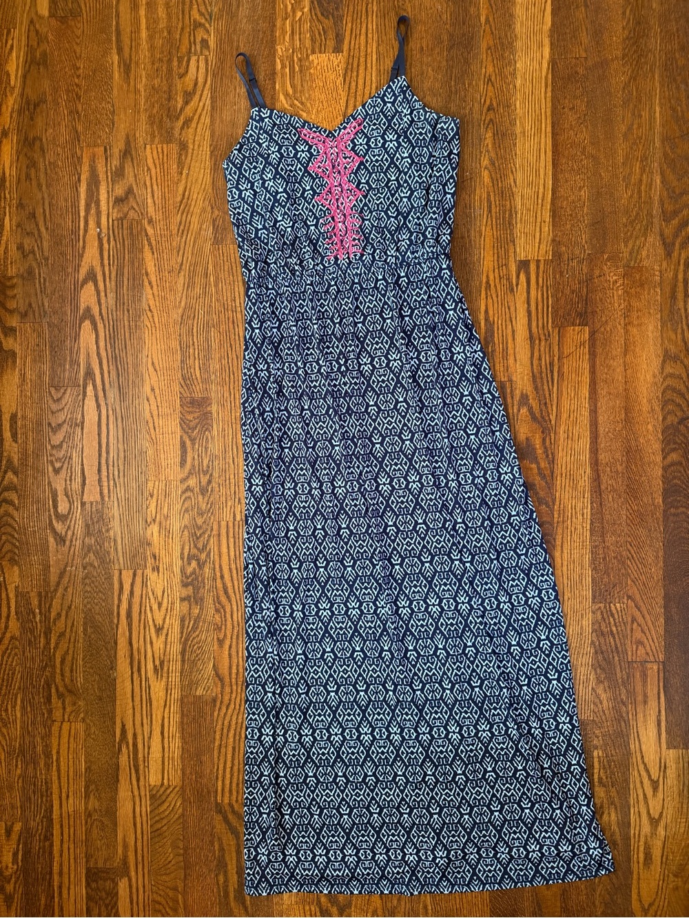 Trixxi Navy Maxi Dress with Pink Accents